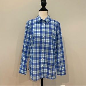 NWT womens Talbots button down plaid casual work weekend cotton layering
